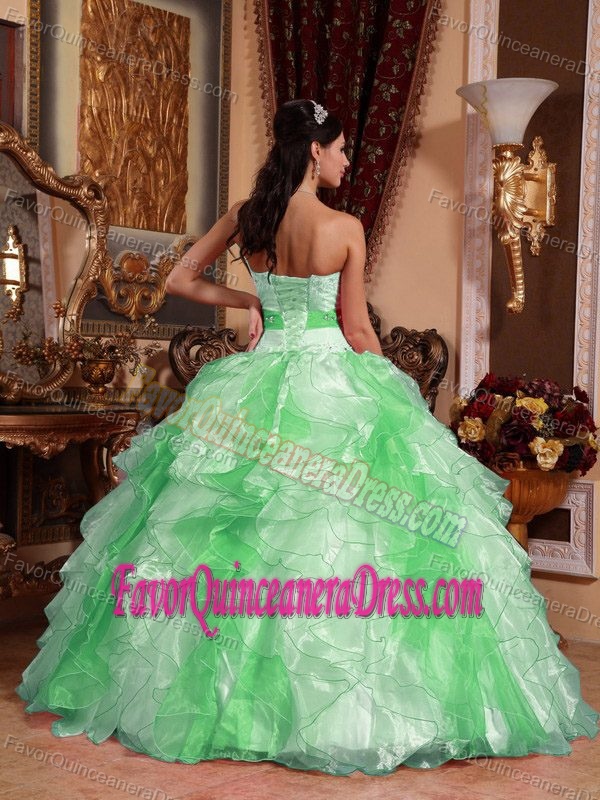 Ruched Sweetheart Organza Beading Dresses for Quinceanera in Multi-color