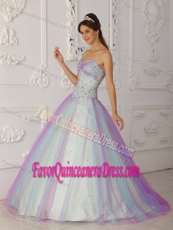 Angel Multi-colored Sweetheart Floor-length Tulle Quinceanera Dress with Beading