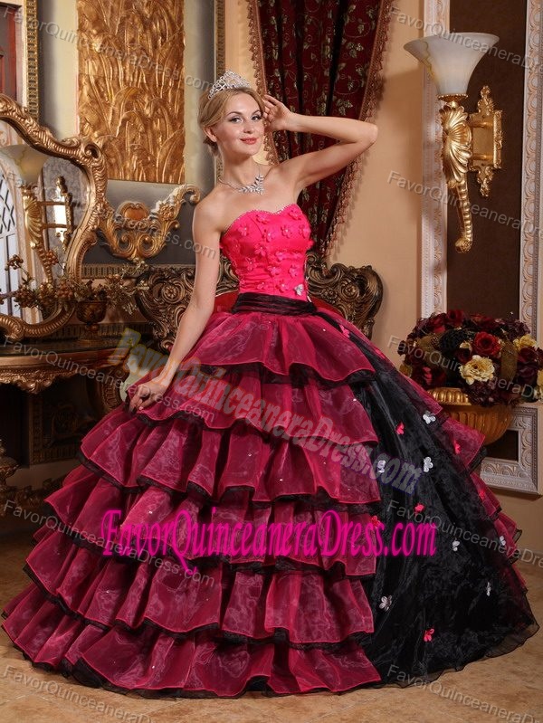 New Style Colorful Organza Quinceanera Dresses with Appliques and Layers