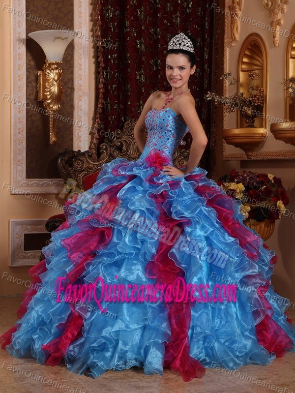 Brand New Colorful Strapless Sweet Sixteen Dresses with Ruffles in Organza