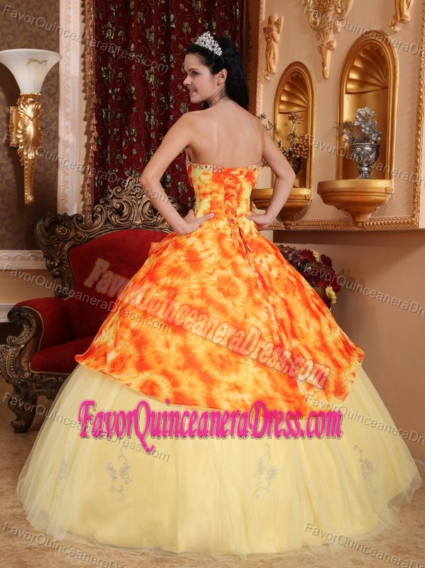 New Style Sweetheart Light Yellow Tulle Quinceanera Gown with Appliques