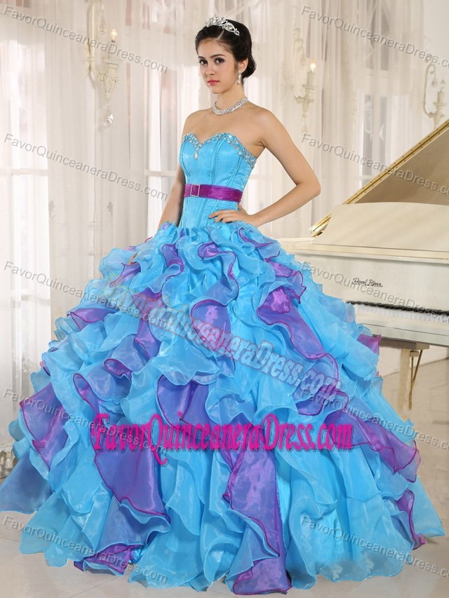 Hot Sale Multi-color Organza Sweetheart Sweet Sixteen Dresses with Ruffles