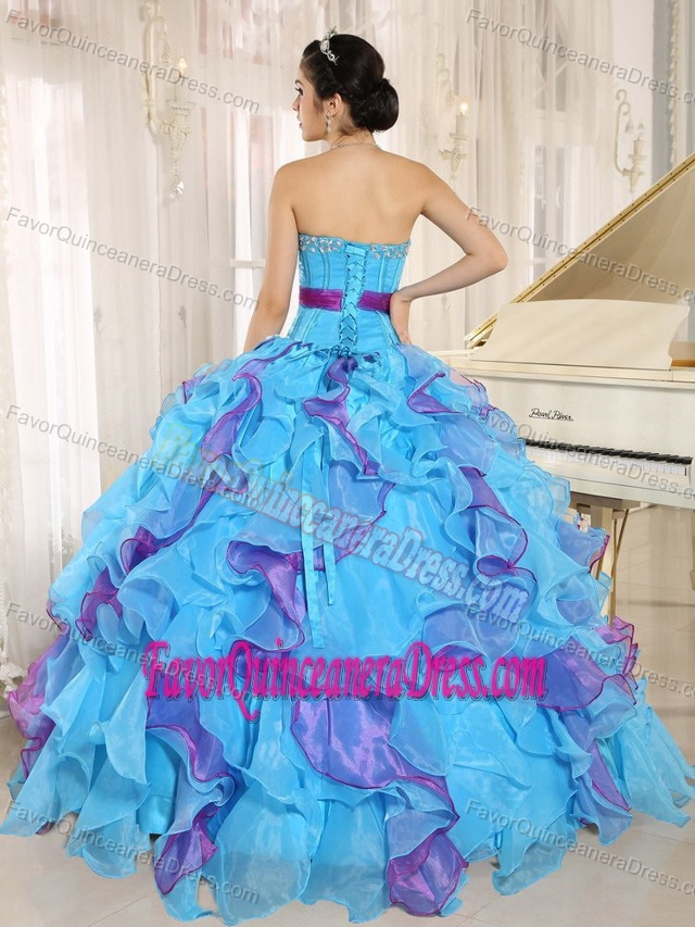 Hot Sale Multi-color Organza Sweetheart Sweet Sixteen Dresses with Ruffles