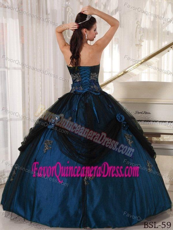 Ball Gown Strapless Floor-length Beaded Quince Dresses in Tulle and Taffeta