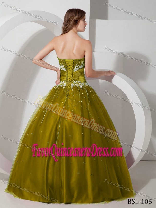 Cheap Appliqued and Beaded Quince Dress Strapless with Taffeta and Tulle