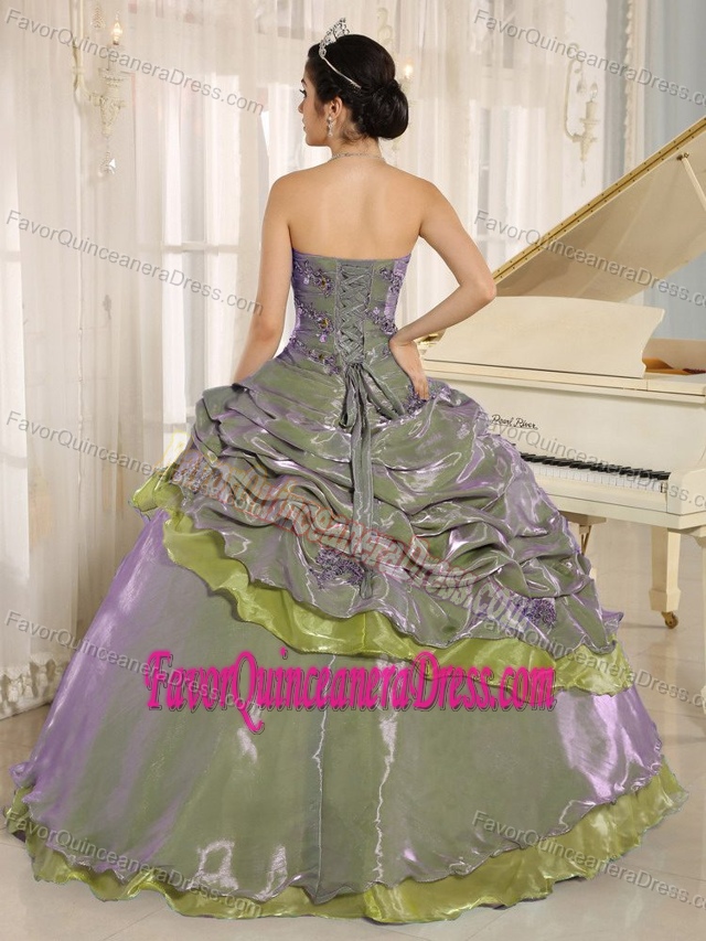 Low Price Strapless Pick-ups Quinceanera Dress Multi-color Embroidery