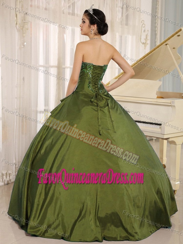 Breathtaking Quinceanera Dress in Olive Green Embroidery With Sweetheart