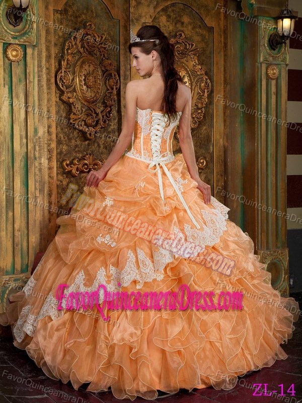 Ball Gown Strapless Quinceanera Dress with Appliques and Ruffles in 2015