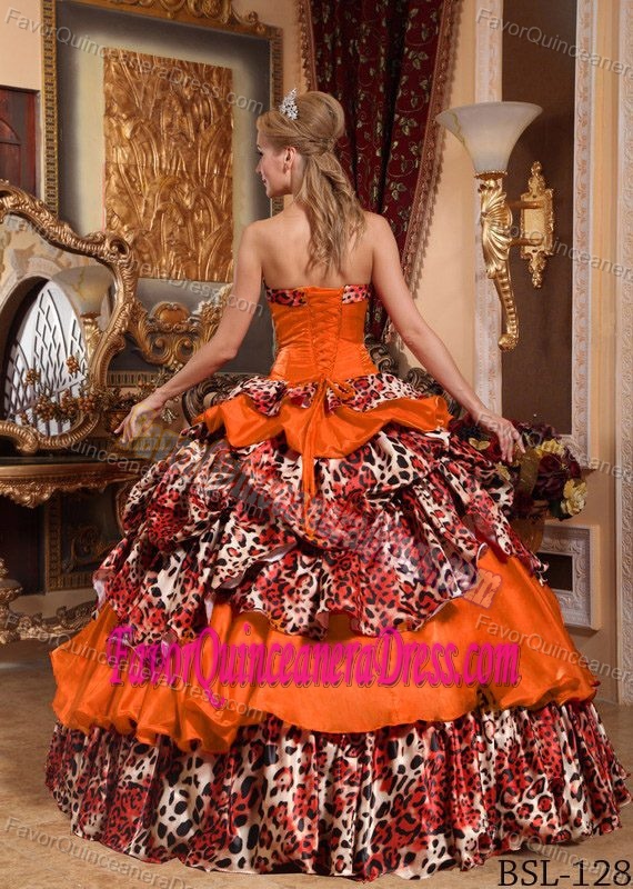 Colorful Ball Gown Strapless Quinceanera Dress with Pick-ups and Layers