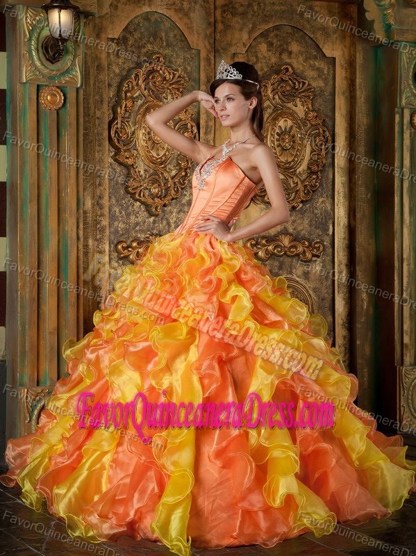 Pretty Multicolor Ball Gown Quinceanera Dress Beaded with Ruffles in 2013
