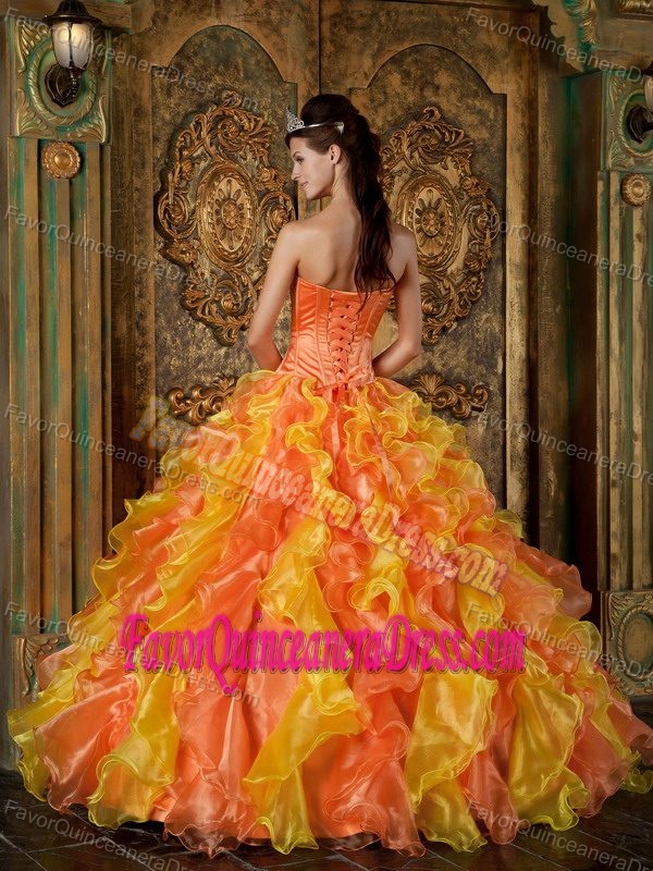 Pretty Multicolor Ball Gown Quinceanera Dress Beaded with Ruffles in 2013