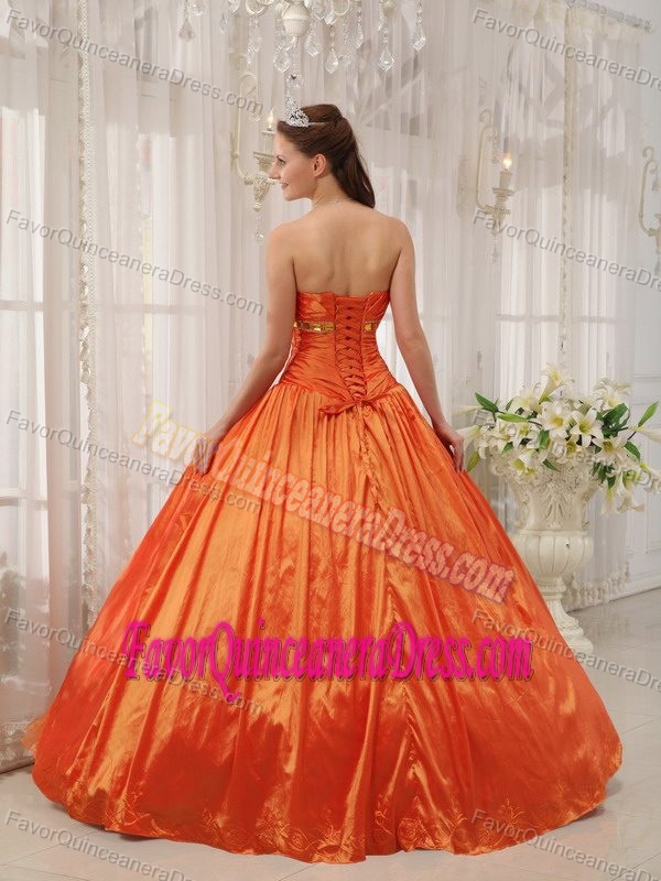 New Orange Ball Gown Ruched Strapless Quinceanera Dresses with Ruffles