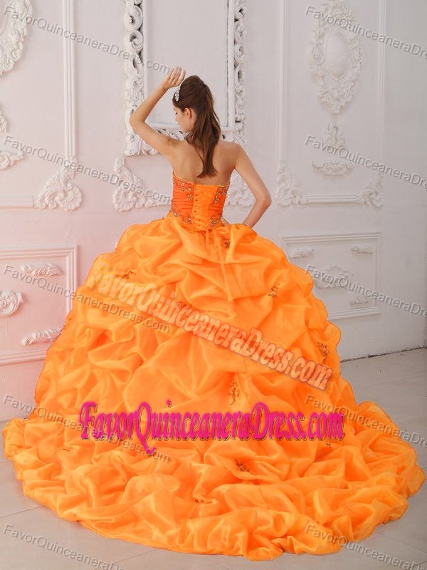 New Orange Red Ball Gown Sweetheart Quinceanera Dresses with Beading