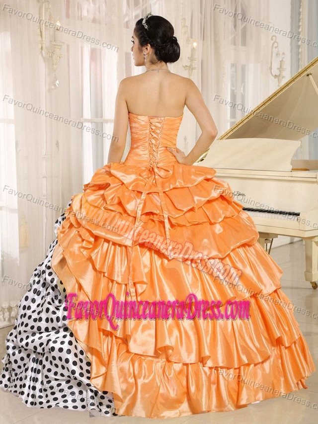 Lovely Taffeta Tiered Multi-color Quinces Dresses with Polka Dots Online