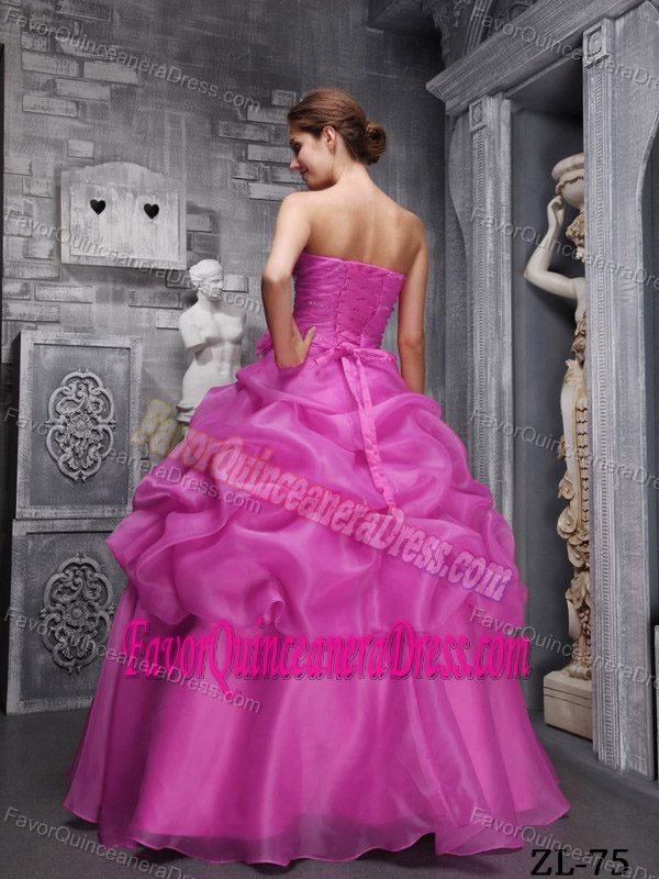 Fuchsia Ball Gown Sweetheart Quinceanera Dresses with Pick-ups and Ruches