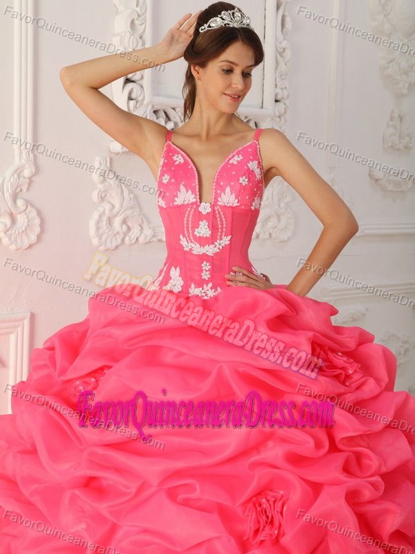 Lovely Watermelon Ball Gown Straps 2013 Quinceanera Dresses with Pick-ups
