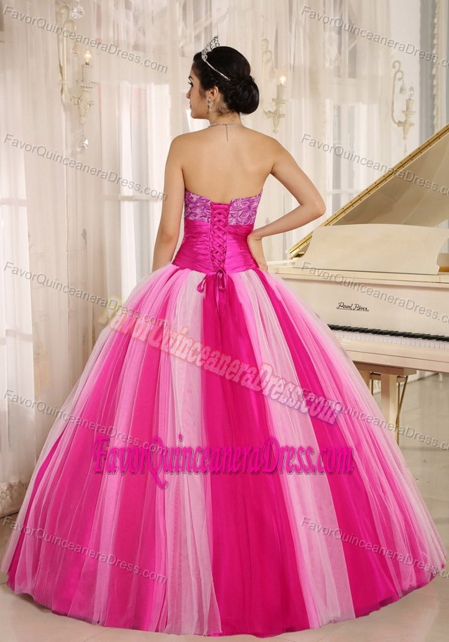 Multi-colored 2013 New Arrival Strapless Tulle Lace-up Quinceanera Dress