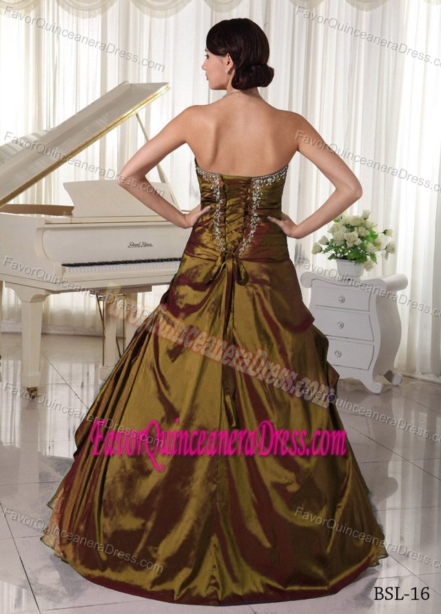 Plus Size Appliqued Brown a-Line Quinceanera Dress in Organza and Taffeta