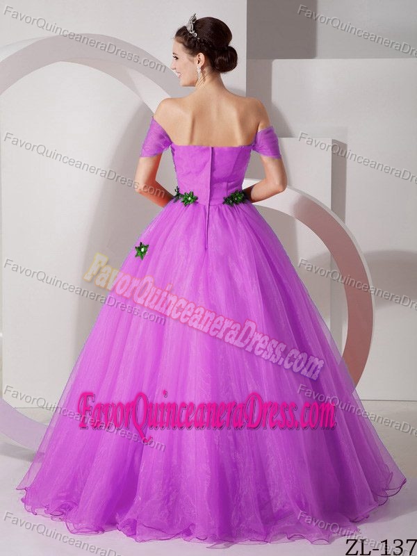 Plus Size Off-the-shoulder Organza Lavender Quinceanera Gown with Appliques