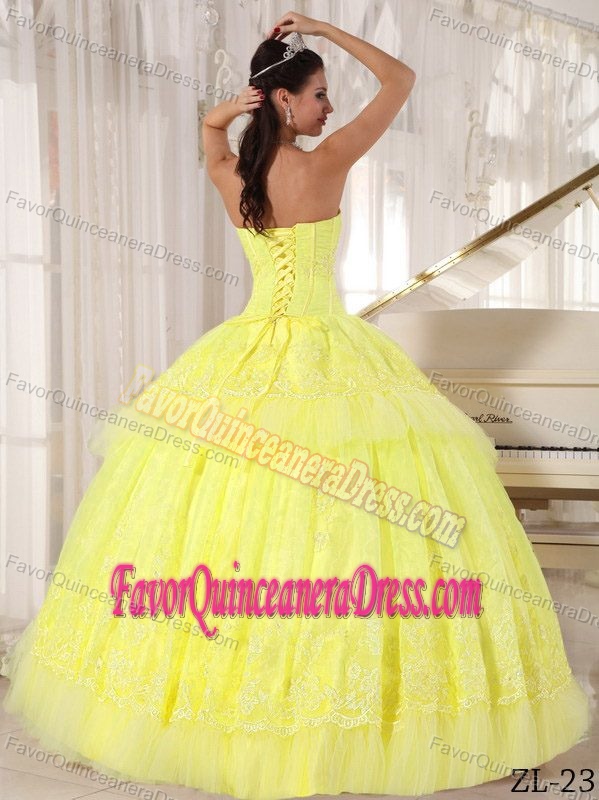 Newest Organza Tulle Yellow Sweet 16 Dresses for Summer Corset Back