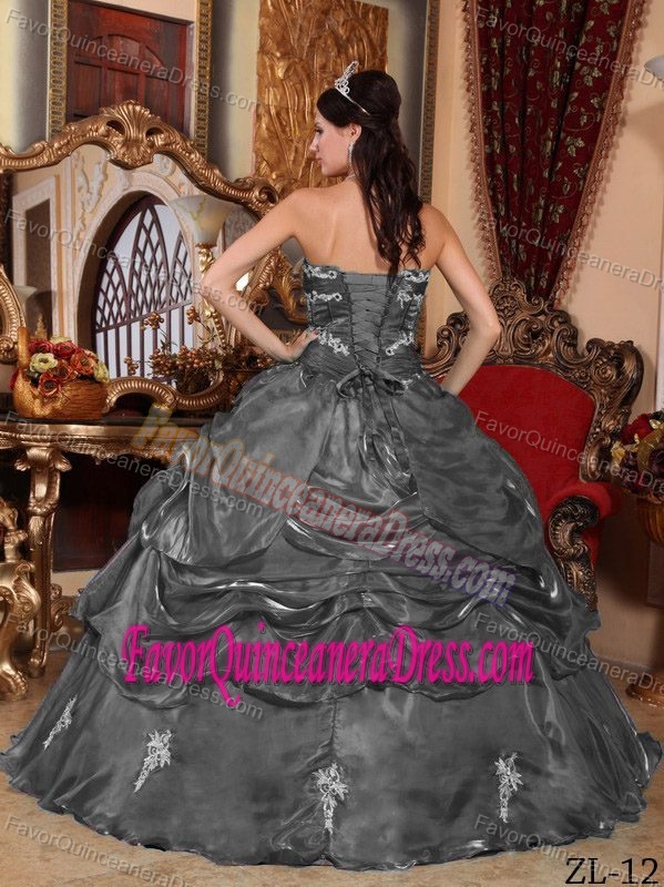 Special Pick-ups Appliqued Organza Gray Quince Dresses Fast Shipping