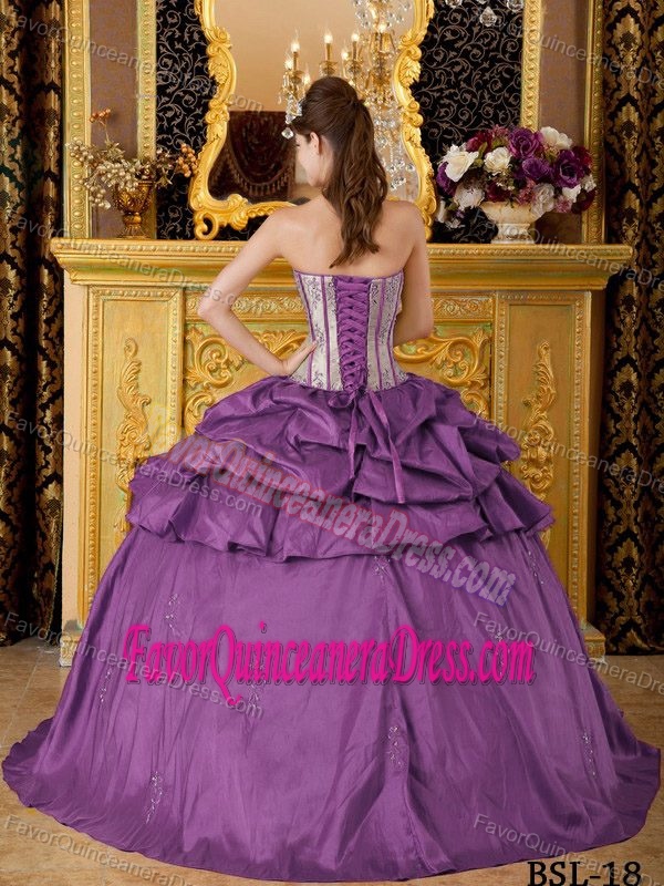 Clearance Lace-up Purple Taffeta Sweet 16 Dresses Ball Gown on Sale