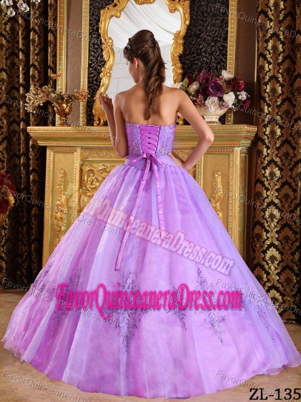 Memorable Organza Lavender Appliqued Quinceanera Gowns for Sale