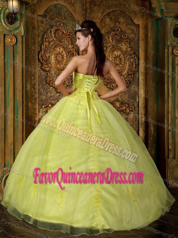 Fabulous Yellow Organza and Taffeta Quinceanera Dresses with Appliques
