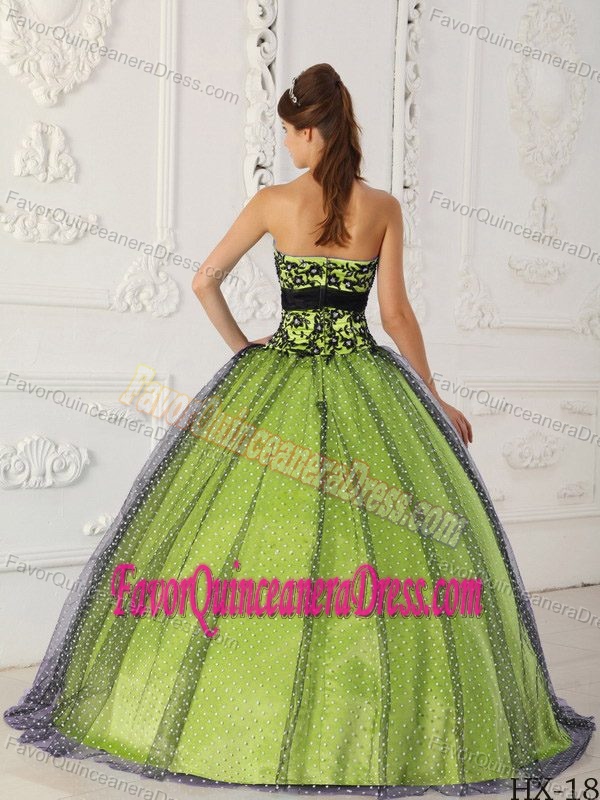 Appliqued Black and Yellow Green Quinceanera Dresses in Taffeta and Tulle