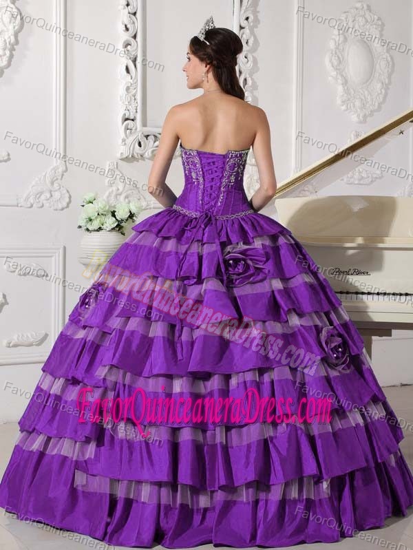 Embroidery Purple Ball Gown Sweetheart 2013 Dress for Quince in Taffeta
