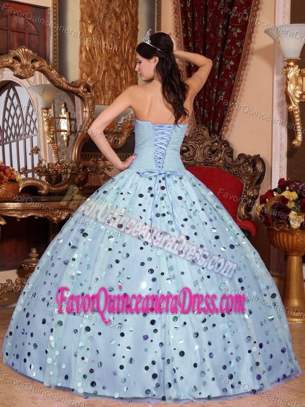 Purple Ball Gown Floor-length Tulle Sequins Quinceanera Dress with Sweetheart