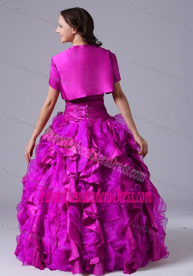 The Brand New Style Ruffled Beaded Quinceanera Gown Dress in Fuchsia