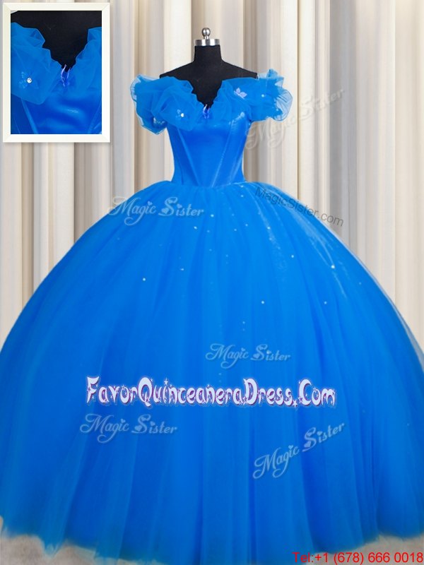  Off The Shoulder Short Sleeves Court Train Lace Up With Train Ruching Quinceanera Gowns