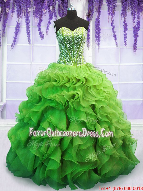 Top Selling Floor Length Lace Up Quinceanera Dress for Military Ball and Sweet 16 and Quinceanera with Beading and Ruffles