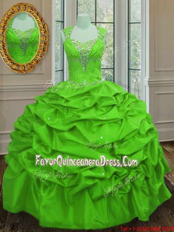  Straps Straps Pick Ups Cap Sleeves Taffeta Lace Up Sweet 16 Dresses for Military Ball and Sweet 16 and Quinceanera