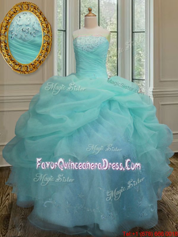  Sleeveless Embroidery and Pick Ups Lace Up Vestidos de Quinceanera