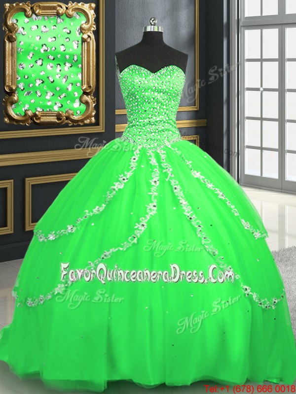  Quince Ball Gowns Military Ball and Sweet 16 and Quinceanera and For with Beading and Appliques Sweetheart Sleeveless Brush Train Lace Up