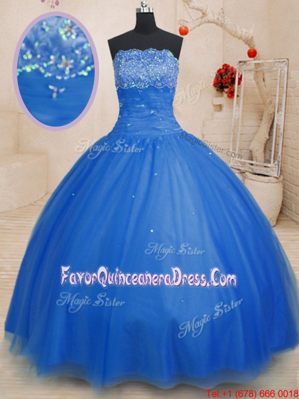 Affordable Lace Up Strapless Beading and Ruffles 15th Birthday Dress Organza Sleeveless