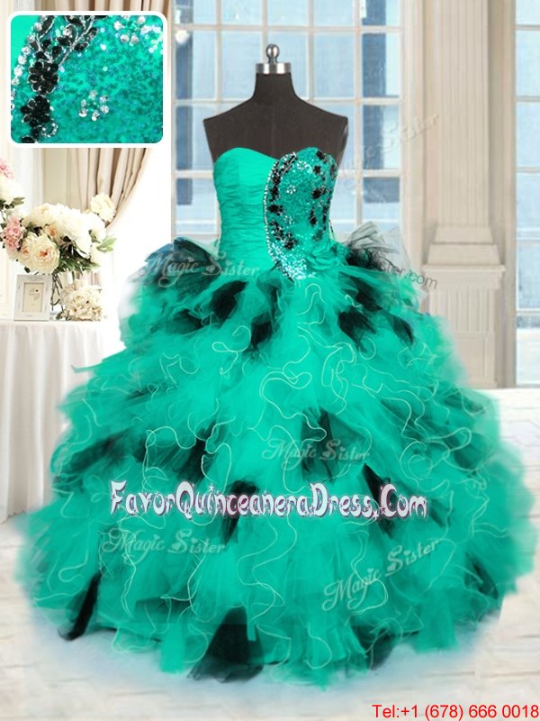 Simple Sweetheart Lace Up Beading and Ruffles Vestidos de Quinceanera Sleeveless