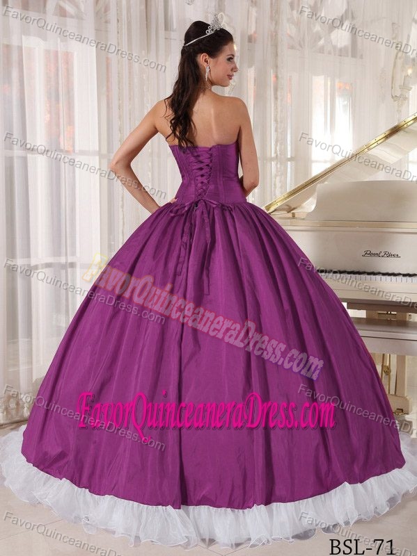 Latest Purple and White Taffeta and Organza Sweet 15 Dresses with Ruffles
