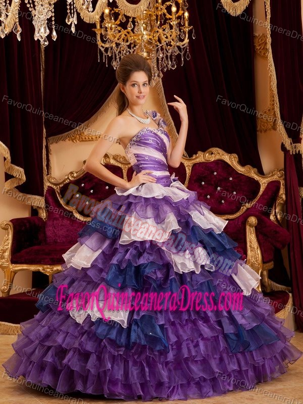 One Shoulder Floor-length Princess 2013 Dress for Quinceaneras with Ruffles
