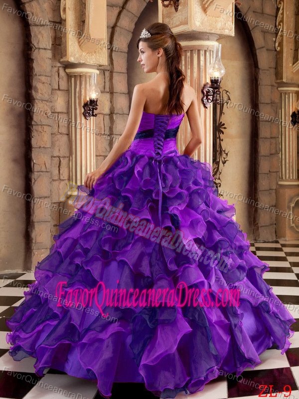 Multi-color Ball Gown Strapless Organza Quinceanera Gowns with Ruffles