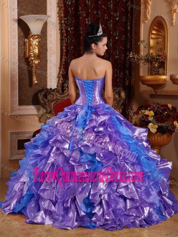 Embroidery Purple Ball Gown Strapless 2013 Quinceanera Gowns in Organza