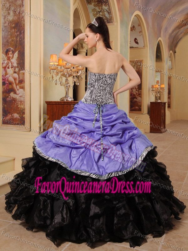 Taffeta and Organza Purple and Gown Sweetheart Quince Dresses with Ruffles