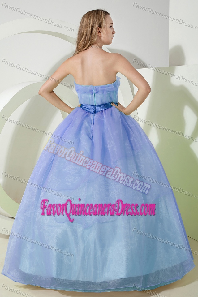 Simple Organza Strapless Floor-length Quinceanera Dresses in Lilac