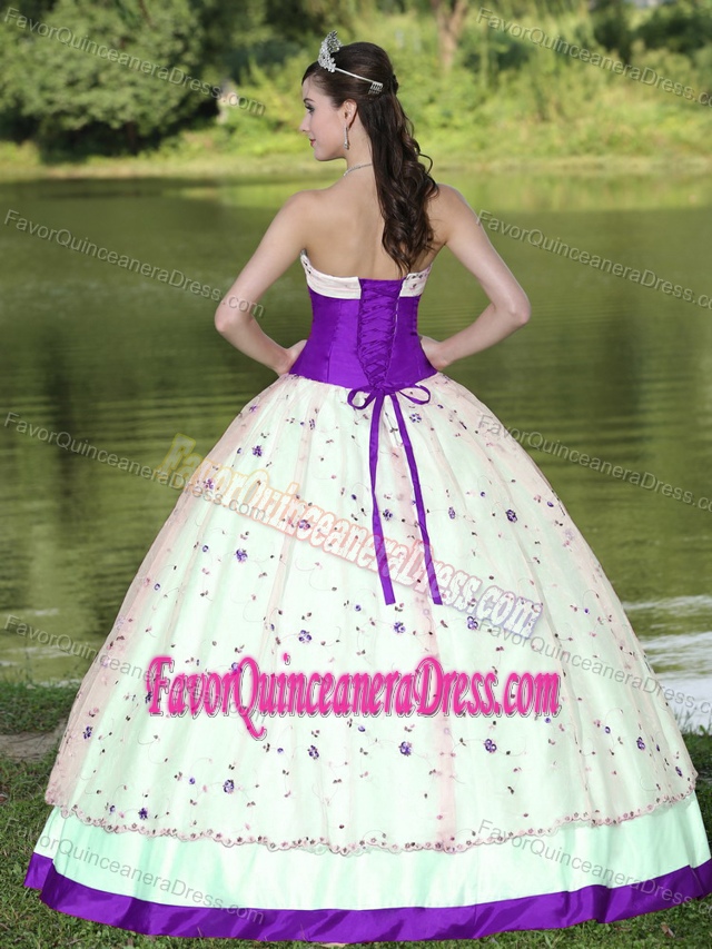 Satin Colorful Strapless Quinceanera Gown Dresses in Floor-length