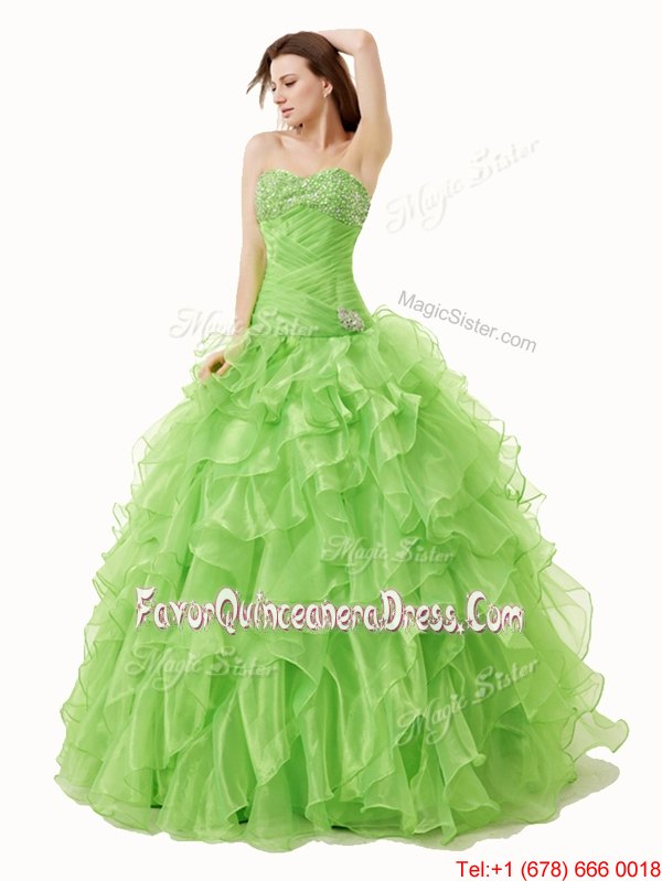 Trendy Sweetheart Lace Up Beading and Ruffles Quinceanera Gown Sleeveless