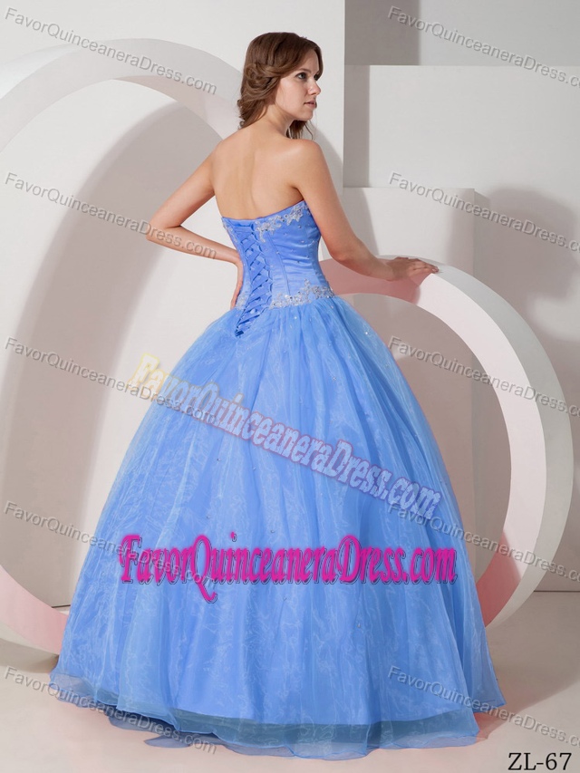 Beautiful Sweetheart Satin and Organza Appliqued Quinceanera Dress