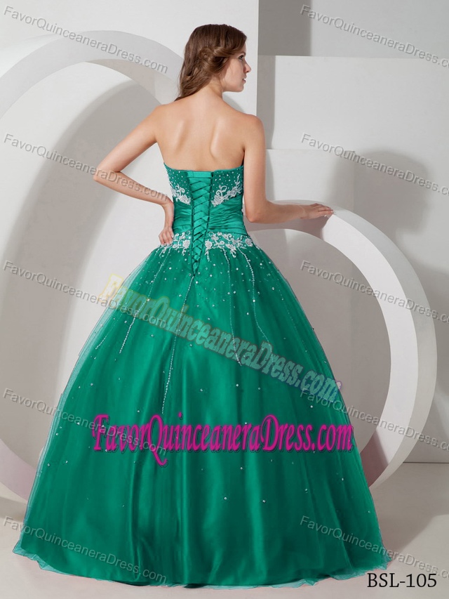 Strapless Appliqued Beaded Quinceanera Dresses in Taffeta and Tulle