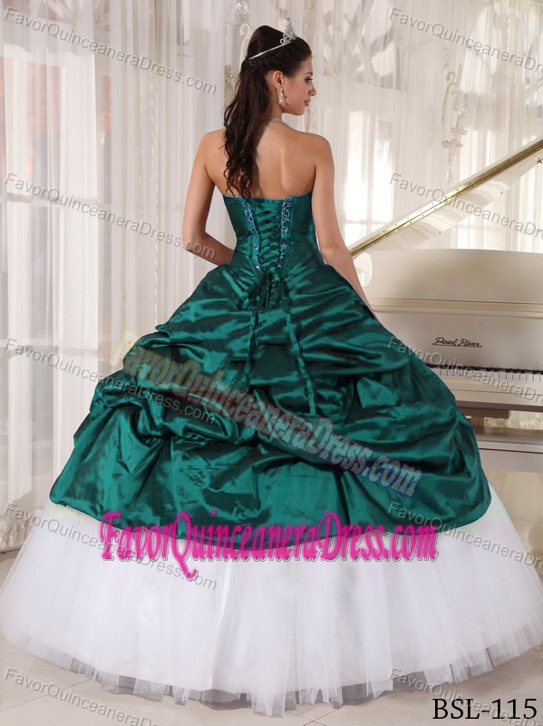 Sweetheart Taffeta and Tulle Quinceanera Gown Dress with Appliques